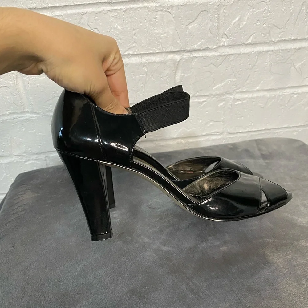 Circa Joan & David Patent Leather Peep Toe Pumps Heels